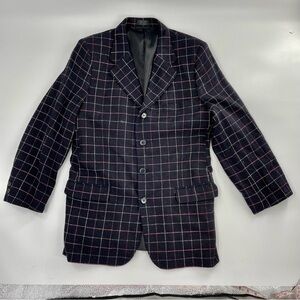 IL Leone 100%‎ Silk Window Paine Plaid 4 Button Blazer Alighieri